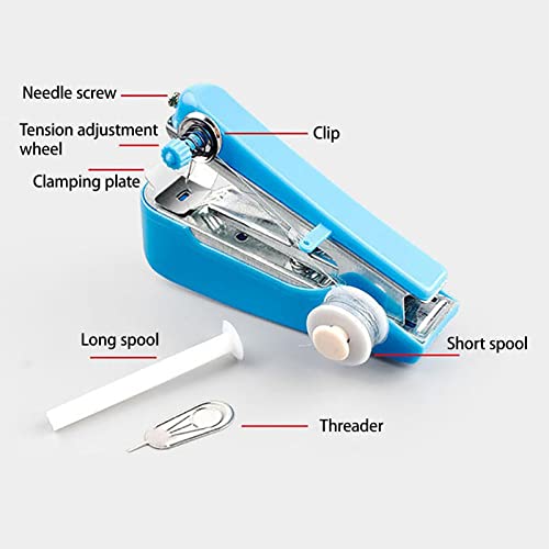 BAMFY Draagbare Naaimachine Snoerloos Handbediend Elektrisch Handnaaimachine for Stof En Kleding, Thuis Reis Doe-Het-Zelf Ambachten Gebruik (Color : Blue) - Image 5