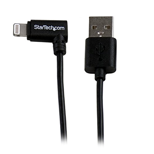 StarTech.com 1m 3ft Angled Black Apple 8-pin Lightning to USB Cable for iPhone iPod iPad - Angled Lightning Cable - Charge & Sync - 1 m (USBLT1MBR)