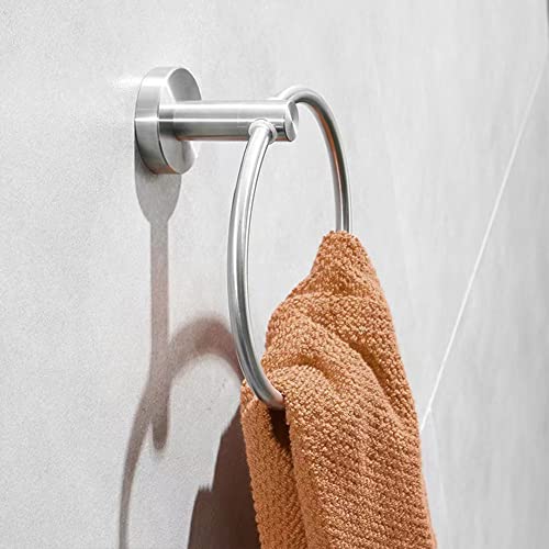 Bath Towel Ring, Bathroom Hardware Accessories-Thicken Stainless Steel Hand Towel Holder For Bathroom, Modern Round Towel Hanger Wall Mounted #TOP2