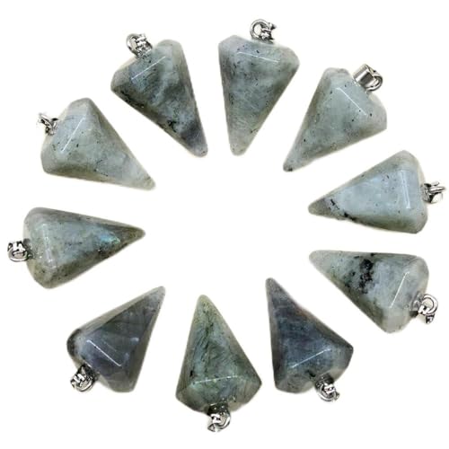 GVEKJ 24 colgantes de péndulo de Reiki de piedra natural, amatista, cuarzo, cristal de ágata, aptos para collares y joyas, espectrolita blanca.