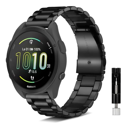[NicMool] �o���h 20mm For Garmin Forerunner 165/Vivoactive 6 / 5/Garmin Approach S50/S44/Vivomove Trend �����o���h �X�e�����X�� �����x���g �����ȒP �ʋC 