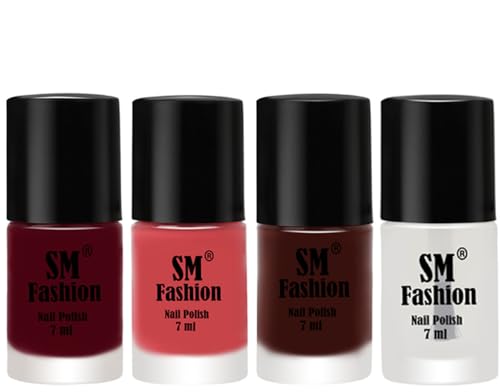 Image of Nail Polish Combo Set (Pack of 4) Quick Dry Gel Finish Nail Paint | Boysenberry,Punch Pink,Wine,Top Coat | 7 ml Each