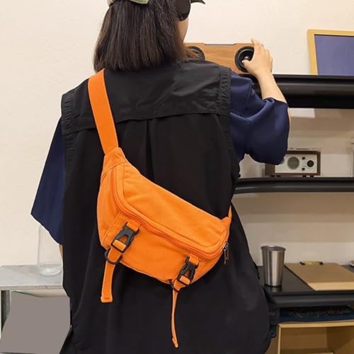 Guojiang Japanese Style Canvas Crossbody Purse Chest Bag for Men and Women Versatile Black Shoulder Pack Adjustable Strap2