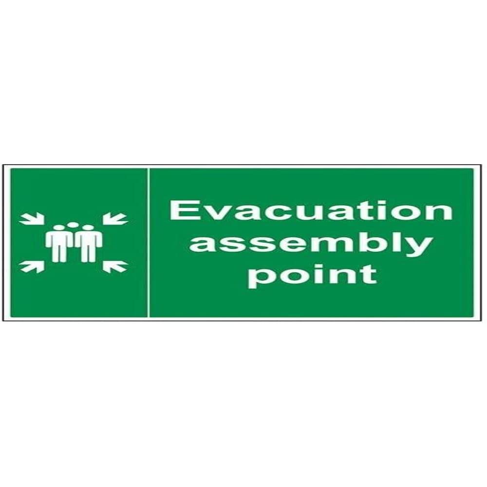 Vsafety Evacuation Assembly Point Sign - 600mm x 400mm - 2mm Rigid Plastic