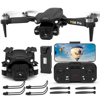 Toladrone TD12PRO Drone con Fotocamera 1080P, Droni per Adulti, Regolabile Motorizzato a 90°, Resistenza al Vento di Livello 3, Controllo Tramite APP, Quadricottero Pieghevole per Principianti