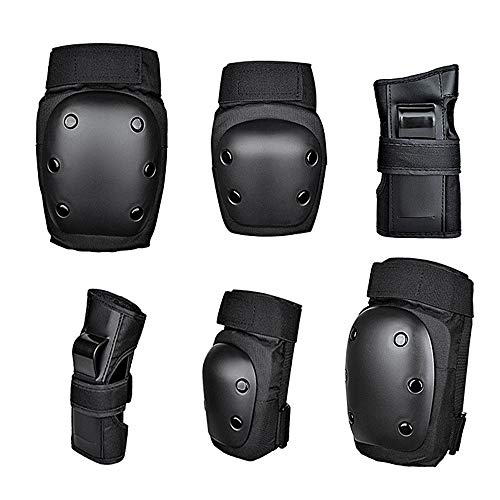 DONGKER 6PCS Knee Pad Elbow Pads, Adult/Child Skate & Skateboarding Wrist Guards Protective Gear Set with Adjustable Strap for Motorcycle, Skating, Biking, Skateboard