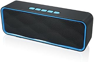 HUSAN Wireless Bluetooth Speaker With AUX/USB/TF card slot,Outdoor Portable Stereo Speaker with HD Audio,Enhanced Bass, Dual-Driver,Handsfree Calling, FM Radio Speaker For Travel,Party (Blue)