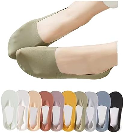 FORJMMP 10/20 Pairs No Show Socks for Women Non-slip Low Cut Liner Socks Invisible Ice Silk Socks (10 Pairs)