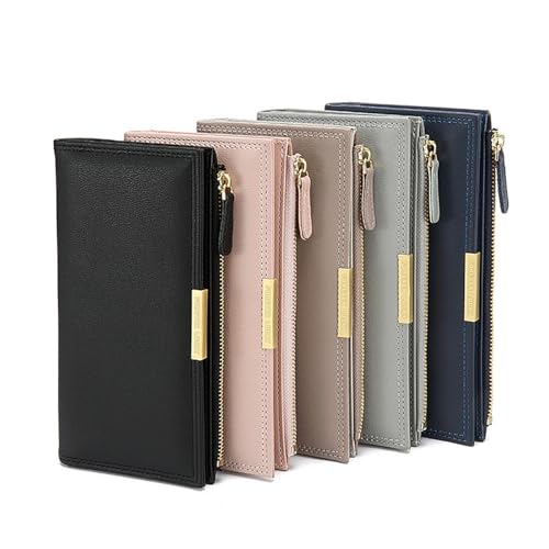 Women's Long Zipper Wallet Pu Material Multi-Card Slots Coin Purse Ultra-Thin Two-Fold Wallet Fashionable Solid Color Clutch Bag2