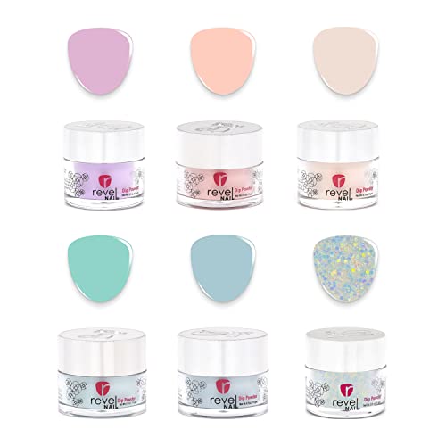 Revel Nail Dip Powder - Pastel Powder Dip Nail Polish, Chip Resistant Dip Nail Powder With Vitamin E And Calcium, Diy Manicure, 6-Pack #TOP6