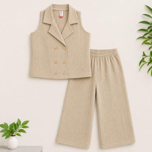 Image of The Magic Wand Woven Digital Printed Co-ord Set For Kids Girls, Sleeveless Top With Palazzo Pant Two-Piece Western Stylish Clothing Set For Festivals