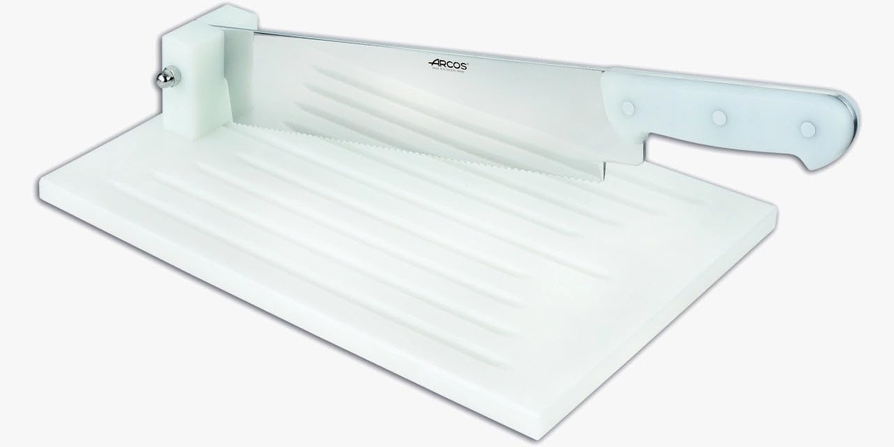 Arcos Cortadora de Pan Professionnelle, Acier Inoxydable pour Cuisine, 52 x 27 cm, Polietylène Blanc, Idéale Boulangerie et Maison