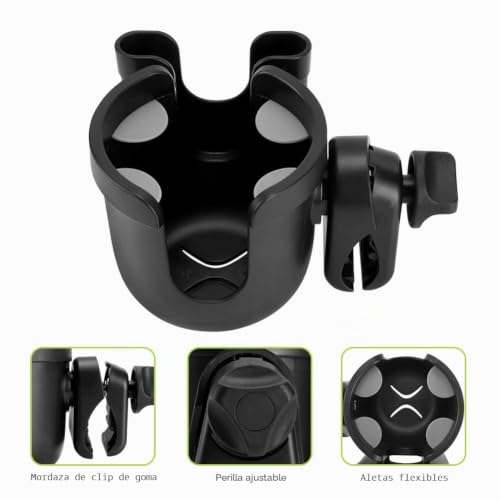 Miniatura 4 de Accmor - Organizador 2 En 1 Para Carrito De Niño Con Soporte Para Teléfono Y Posavasos, Soporte Universal Para Taza Para La Bicicleta, La Silla De Ruedas, El Andador O La Silla De Paseo