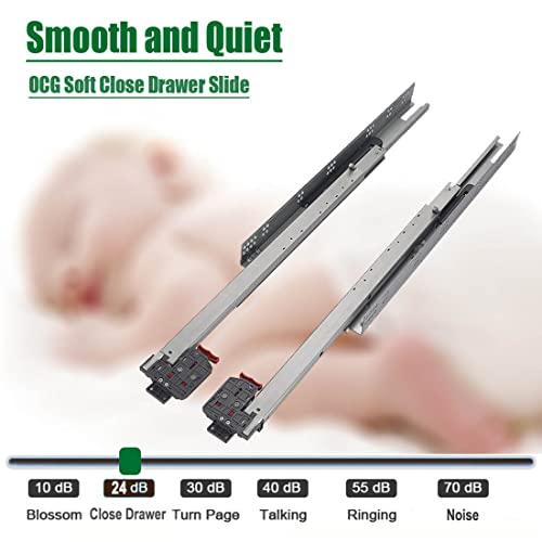 Ocg Undermount Drawer Slides 18 Inch（1 Pair）, Full Extension Soft Close Bottom Mount Drawer Slides, Come With Mounting Screws And Brackets，3D Adjustable Locking Devices #TOP5