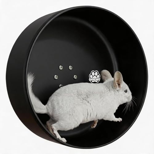 15' Silent Chinchilla Running Wheel, Aluminum Alloy Noiseless Exercise Wheel, Small Animal Running Wheel, Ultra Smooth Bearing, Large Comfort Wheel for Chinchilla, Hamster, Hedgehog & Small Pets,Black