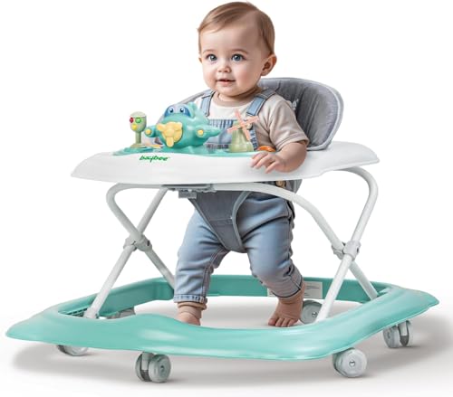 Baybee Baby Walker for Kids Round Kids Walker with 3 Position Adjustable Height | Walker for Baby with Musical Toy Bar Toddler Activity Walkers for Babies 6-18 Months (Green)