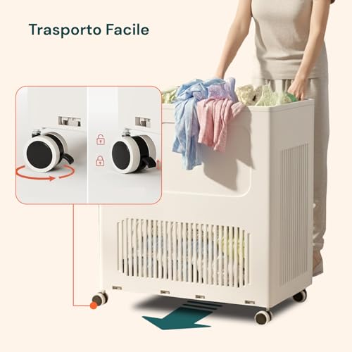 Wintem Laundry Basket 123L with Lid and Wheels, Vertical Space-Saving Structure for Dirty Cloths, Easy to Move and Clean - Image 5