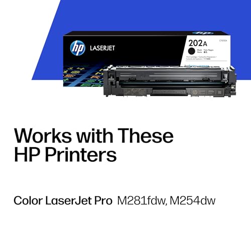 Image of HP 202A Black Toner Cartridge Printers | Works with Color LaserJet Pro M254; Color LaserJet Pro MFP M281 Series | CF500A