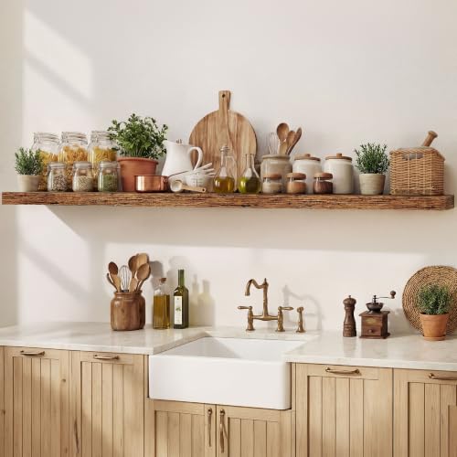Image of Dreamland 72 Inches Floating Shelves for Wall,9.3 inch Deep Long Floating Shelves Set of 1,Large Display & Storage Shelf,Wall Shelf for Bathroom Bedroom Living Room Kitchen Office,Rustic Brown