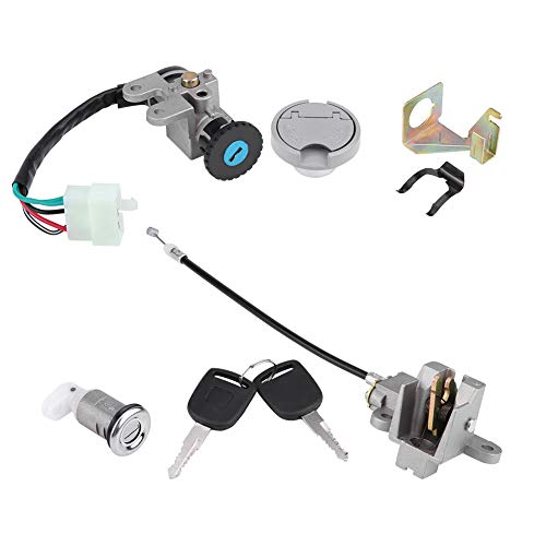 Ensemble de bouchon de réservoir de carburant de verrouillage de clé de commutateur d'allumage pour GY6 50cc Jonway Taotao peugeot v clic key lock set+contacteur scooter beatboxi