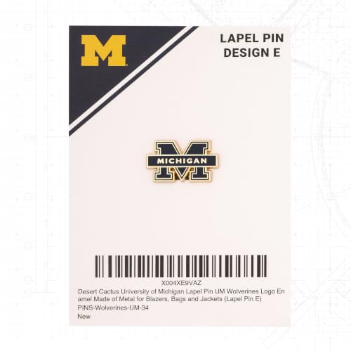 Image of Desert Cactus University of Michigan Magnetic Metal Lapel Pin (E)