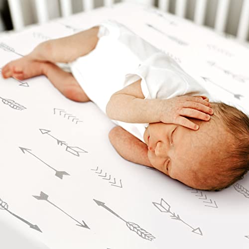 Grssder Stretchy Ultra Soft Jersey Knit Fitted Crib Sheets Set 2 Pack, Cozy Crib Sheet Fits All Standard Crib Mattress Pads, Christmas Trees And Arrows #TOP4