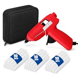 Mini Hot Glue Gun Kit, 15W, 30 Glue Sticks and Case, Red