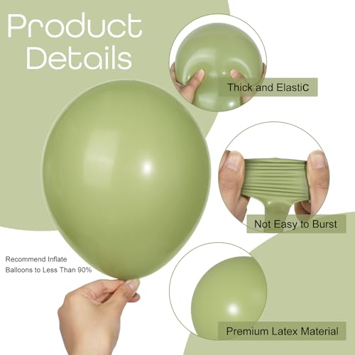 Image of Ouddy Party 129Pcs Sage Green Balloon Arch Garland Kit in 18 12 10 5 Inch | Different Sizes 6Pcs 18 inch Olive Green Latex Balloons for Birthday Engagement Wedding Jungle Safari Party Decorations