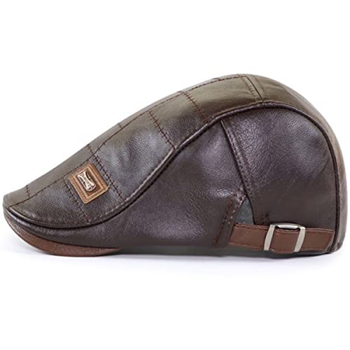 Boina Masculina Italiana Em Couro Luxuosa e Confortável Cor:Marrom;Tamanho:Ajustável