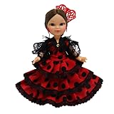 poupée régionale france  Folk Artesanía Poupée collection régionale 25 cm. Robe typique Andalouza Flamenca Andalousie peigne peigne, fabriquée en Espagne (rouge lunaire noir)