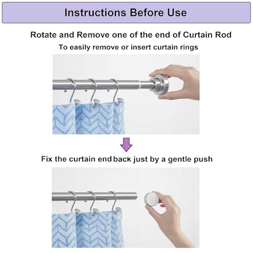 Image of SWAZE Drill-Free Adjustable Curtain Rod - Extendable rod for Curtains, Shower, Windows & Clothes Hanging | No Drill Shower Rod | Self Adjust Curtain Pipe, Steel Telescopic Stand (800mm-1400mm SS)