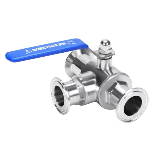 Válvula de bola de 3 vías con forro de PTFE para abrazaderas sanitarias de 3.8 cm 8