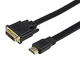 El cable DVI macho a HDMI macho conecta sus dispositivos fuente equipados con HDMI, como su computadora portátil / computadora de escritorio, reproductor multimedia de transmisión Roku, DVD y decodificador para su DVI habilitado Televisor de alta definición, pantallas o proyectores con un cable HDMI macho a macho (se vende por separado)