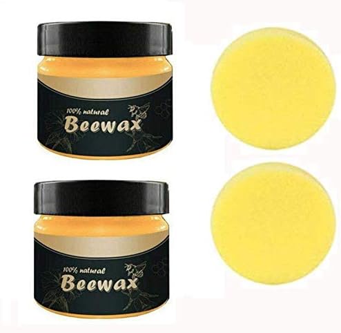 Beeswax Furniture Polish, VOKOO Wood Seasoning Beeswax, Traditional Beeswax Polish for Wood Furniture - 2 Pack