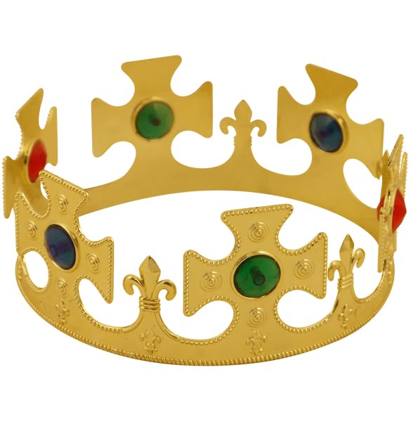 labreeze Gold Kingβs Crown for Adults β 59cm Adjustable Size Royal Crown Costume Accessory for Kings, Queens, Cosplay, Pageants, Fancy Dress Parties