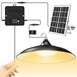 CLAONER Solar Shed Light Indoor Outdoor, 2000LM Daytime Available Pendant Light with Pull Cord, Power Display & Mode Indicator, 3 Lighting Modes Solar Lights IP65 Waterproof for Garage Gazebo Porch