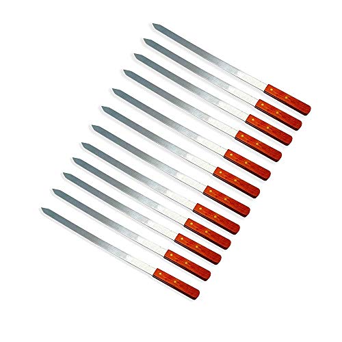 LavoHome 12 Pack 23-Inch Heavy Duty 1-Inch Wide BBQ Barbecue Kabob Skewers Wooden Handles