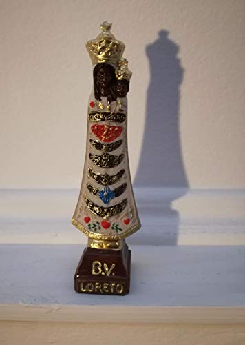 Estatua blanca de Nuestra Señora de Loreto pintada a mano miniatura 3