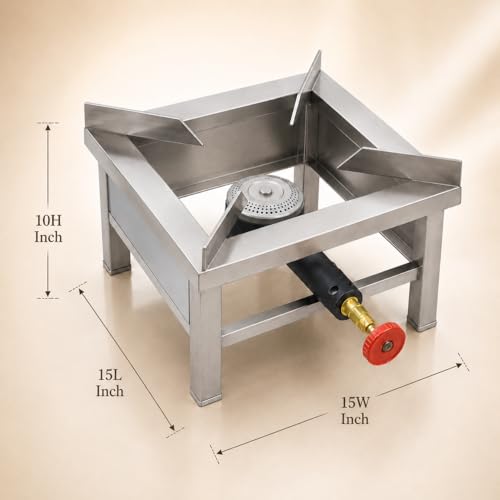 Image of Square Catering Burner 15x15 Inch Heavy Duty LPG Gas Stove Stainless Steel Commercial Cooking Burner for Hotel Restaurant Catering Kitchen