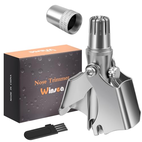 Winsea Stainless Steel Hair Trimmer for Men and Women - Manual Nose and Ear Hair Trimmer, Nose Clippers, 360° Rotating Hair Trimmer, Washable Nose Hair Remover