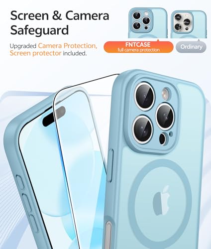 Image of FNTCASE for iPhone 16 Pro Max Case: [Compatible with Magsafe] Translucent Matte Cases with [Full Camera Protection] [Screen Protector] Military Grade Shockproof Protective Phone Cover - Teal