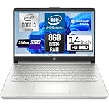 HP Laptop 14 Inch FHD IPS Intel Core i3 8GB DDR4 RAM 256GB SSD UHD Graphics Backlit Keyboard Fingerprint Reader SD Card Reader HDMI, HD Camera Dual Speaker, Natural Silver 14-dq2053cl (Renewed)