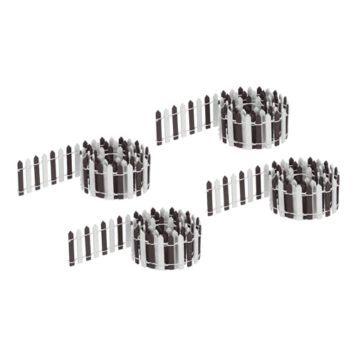 QUARKZMAN 4 Piezas de Valla en Miniatura de 35 Pulgadas, Adorno de Valla de Estacas de Madera Decorativa para Casa de Muñecas, Manualidades DIY, Marrón Blanco