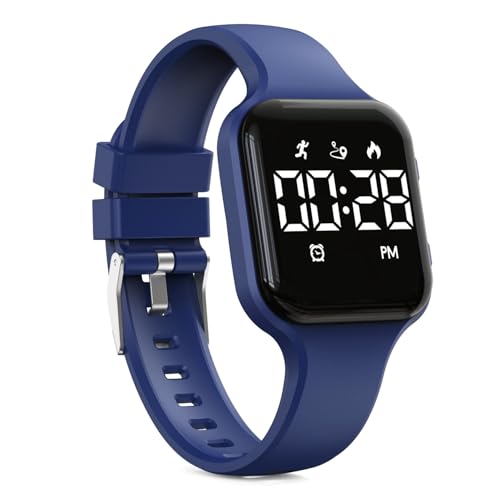 Focwony Digitale Kinderuhr, Schrittzähler, wasserdicht, Fitness-Tracker, Armbanduhr...