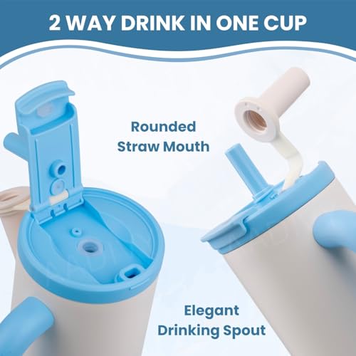 Image of 1000ML Stainless Steel Tumbler with Lid, Straw & Tea Filter | Hot and Cold Double Insulated Sipper Mug | 100% Leak Proof Coffee Tumbler Cupholder for Office, Gym, Travelling White