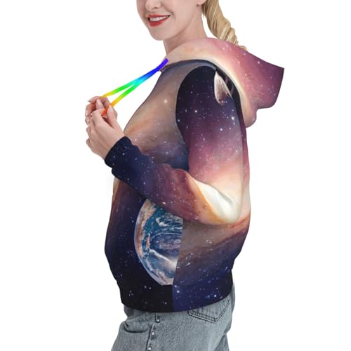 Pull univers spatial imprimé galaxie ajusté à capuche - 2