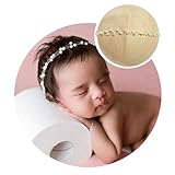 Ederafoto Newborn Photography Props Baby Photoshoots Pearl Headbands Girl Photo Posing Tieback (G Ivory)