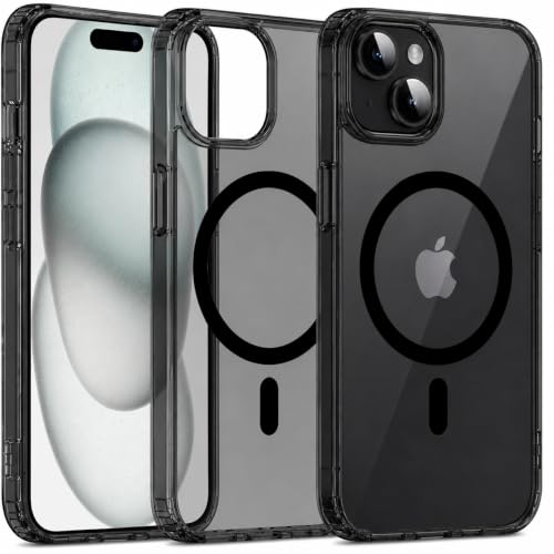 Image of Elzzi Anti Scratch Semi Translucent Cover for iPhone 15 Case, Premium PC + TPU Magnetic Phone Cases Drop Proof, Compatible with Magsafe Slim Never Yellowing Shockproof