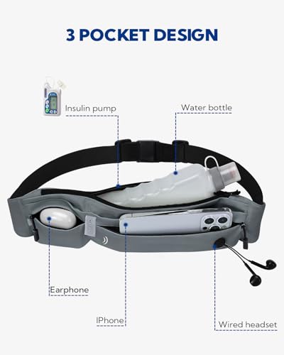 Image of WATERFLY Running Belt Fanny Pack: Runner Marathon Jogging Waist Pack Sport Workout Exercise Fitness Phone Holder Belt for Men Women Jogger Slim Waistband
