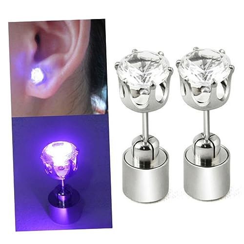 COLLBATH 1paire Boucles Oreilles Led Lumineuses Acier Inoxydable Clous Oreilles Étincelants Pour Soirées Et Festivals Aléatoire